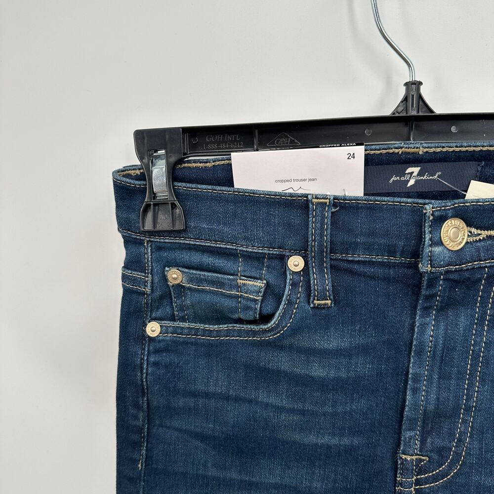 7 FOR ALL MANKIND NWT Alexa Cropped Trouser Wide Leg Raw Hem Jean // 00 - Picture 7 of 15